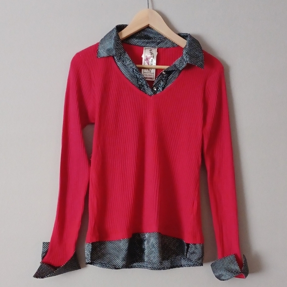 Like new vintage red long sleeve dress top - Picture 1 of 3